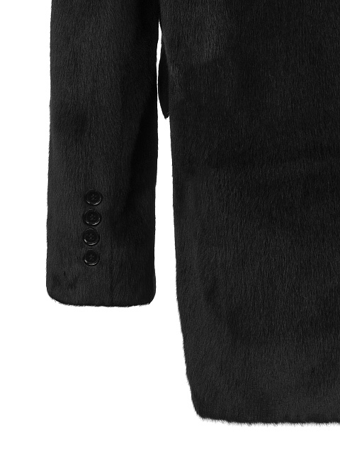 Черный однобортный жакет из эко-меха, 4 Черный однобортный жакет из эко-меха, 4
