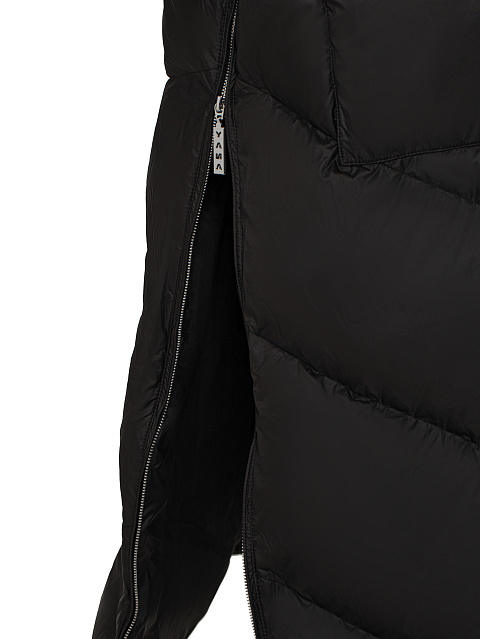 Черный длинный пуховик с капюшоном, 7