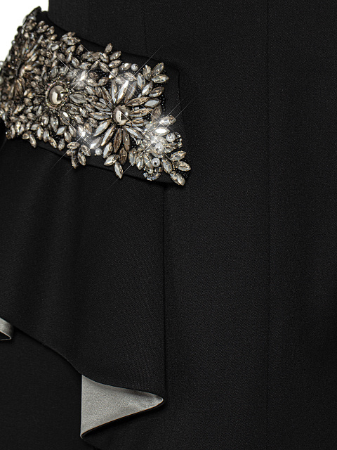 Черный костюм-двойка из шерсти с кристаллами, 4