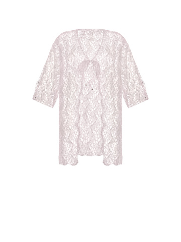 Светло-розовый мохеровый детский кардиган, 1