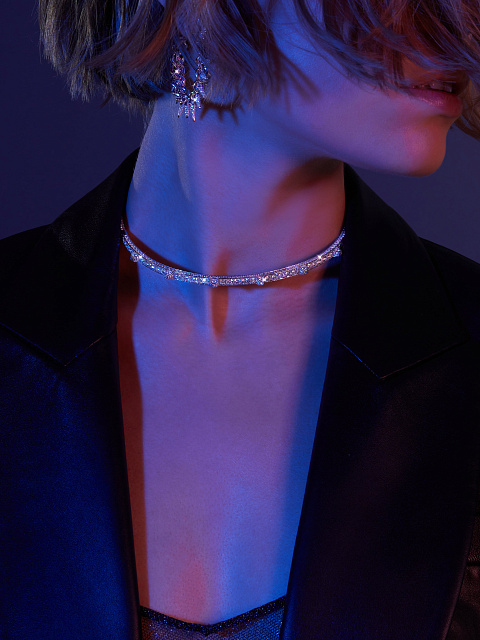 Хупсы из белого золота с бриллиантами круглой огранки, 3