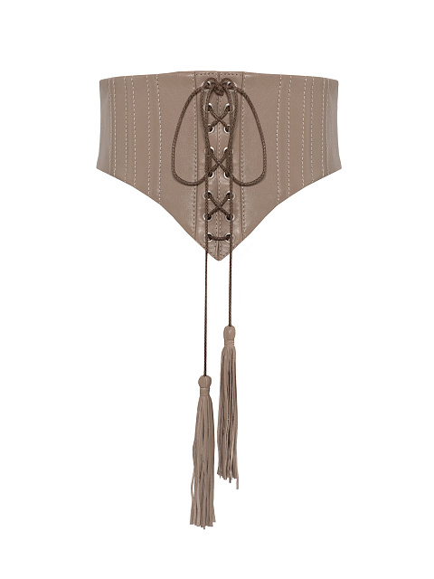 Бежевый кожаный корсет со шнуровкой, 1