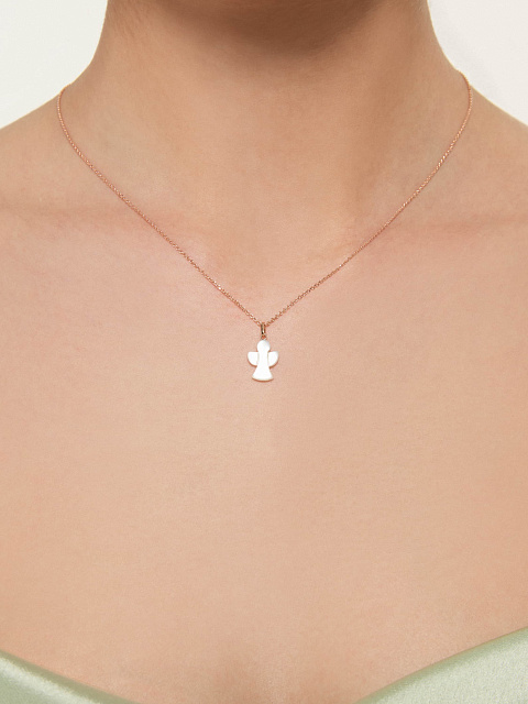 Колье из розового золота с кулоном из резного перламутра, 2 Колье из розового золота с кулоном из резного перламутра, 2