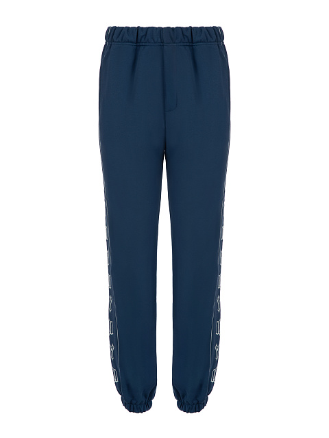 Синий трикотажный костюм с белой вышивкой, 3