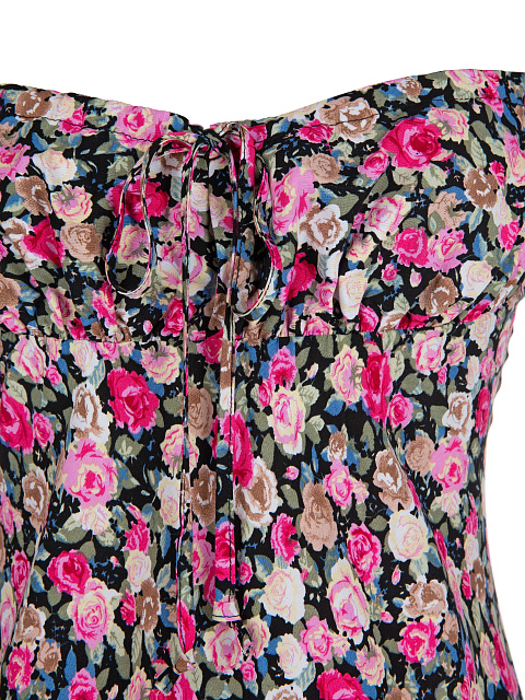 Розовое мини платье-комбинация с цветочным принтом, 3