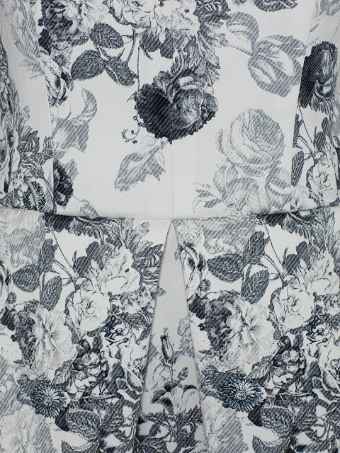 Белое платье-мини из хлопка с принтом и черным кружевом, 4