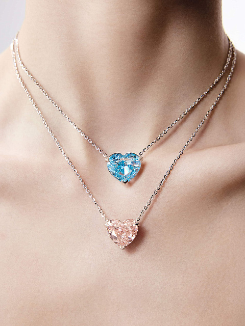 Колье с кулоном из белого золота с розовым бриллиантом LG, 2