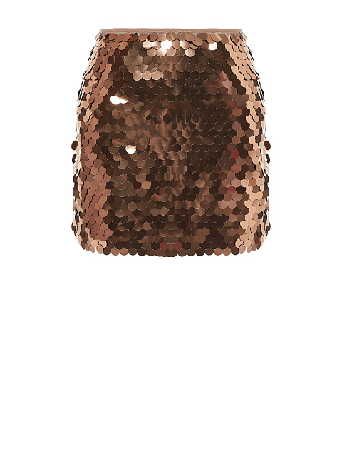 Бронзовая юбка-мини в крупных пайетках, 1