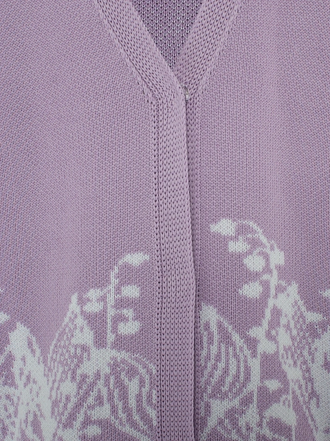 Сиреневый оверсайз кардиган с ландышами, 4