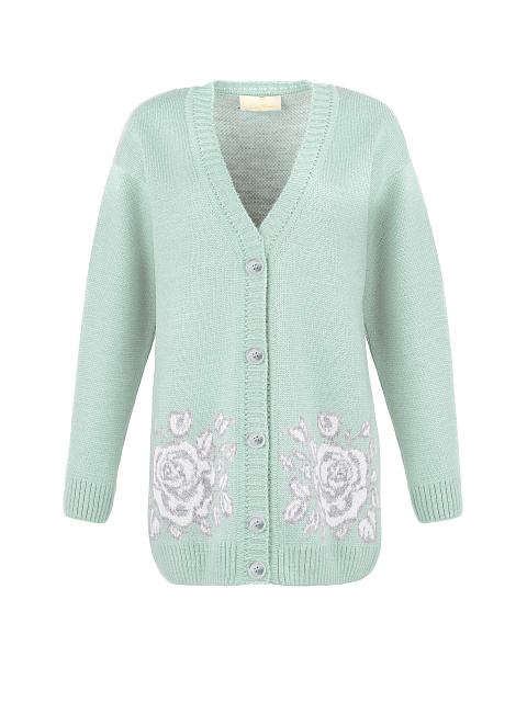 Мятный кардиган с розами, 1 Мятный кардиган с розами, 1