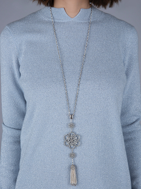 Колье с кулоном из черненого золота с серым жемчугом Акойя и шпинелью, 3