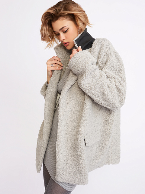 Серый жакет из эко-меха, 5