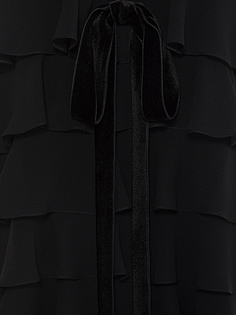 Черное платье-мини из шифона с воланами, 3