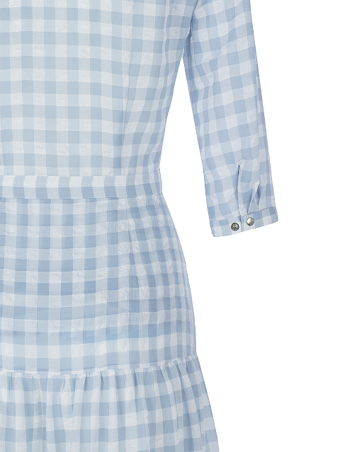 Голубое платье-макси из тонкого шифона в клетку, 4