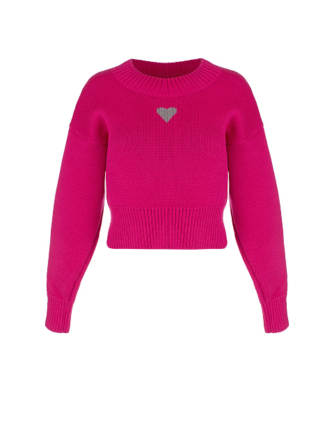 Розовый укороченный свитер с сердцем, 1