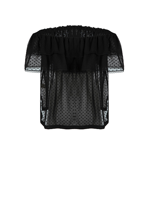 Черный шифоновый топ с открытыми плечами, 2 Черный шифоновый топ с открытыми плечами, 2