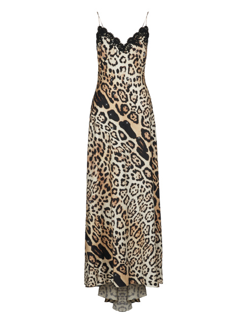 Леопардовое платье-макси из шелка с кружевом, 1
