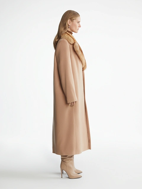 Бежевое однобортное кашемировое пальто, 3 Бежевое однобортное кашемировое пальто, 3