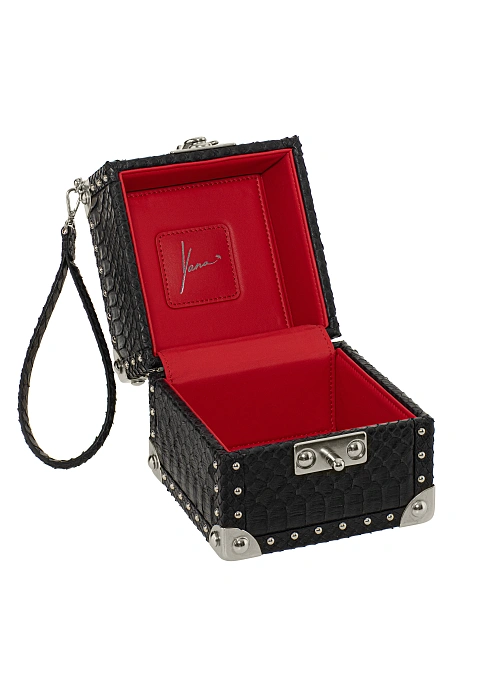 Черная сумка-куб из кожи питона, 6