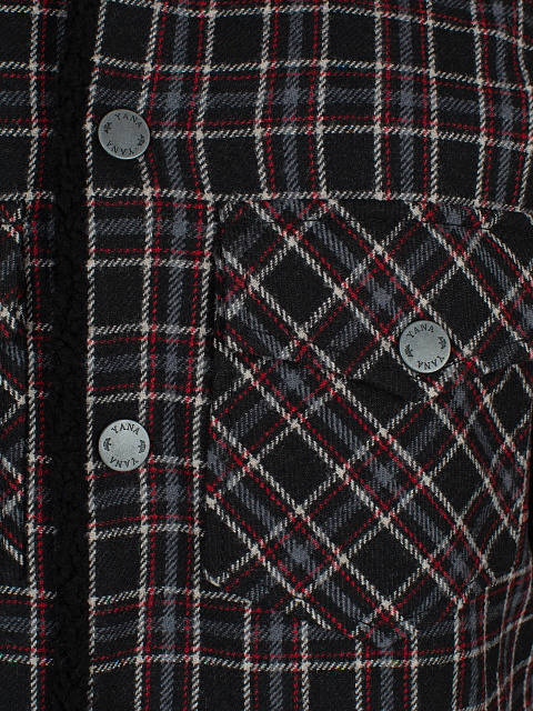 Черная куртка в клетку с подкладом из овчины, 3