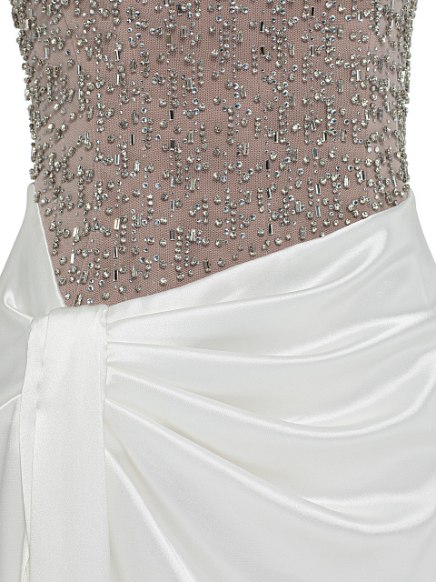 Белое платье-макси из шелка с кристаллами, 3