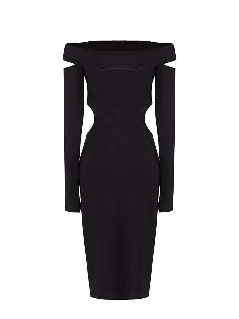 Черное платье-миди с вырезами, 2