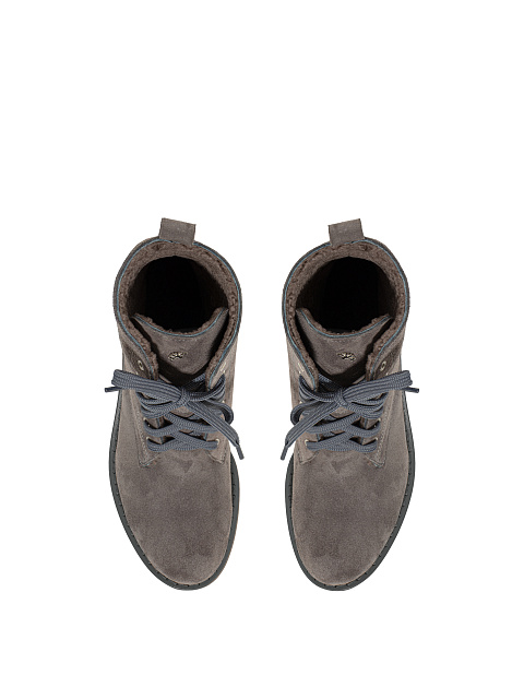 Серые ботинки из велюра с мехом и серой подошвой, 4 Серые ботинки из велюра с мехом и серой подошвой, 4