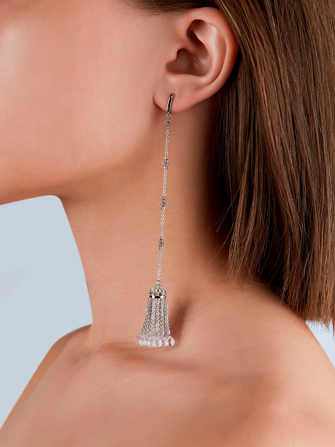 Серьги-кисти из белого золота с горным хрусталем, 2