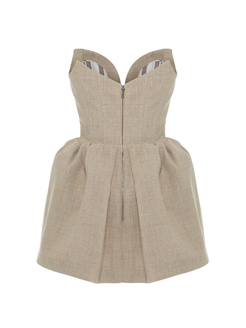 Бежевое платье-мини из льна, 2