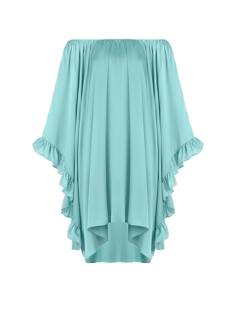 Бирюзовое платье с открытыми плечами, 1