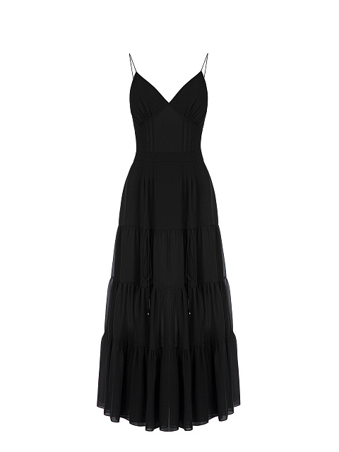 Черный комплект из платья-миди и блузки, 4