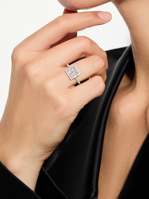 Кольцо с бриллиантами в огранке «принцесса», 3 Кольцо с бриллиантами в огранке «принцесса», 3