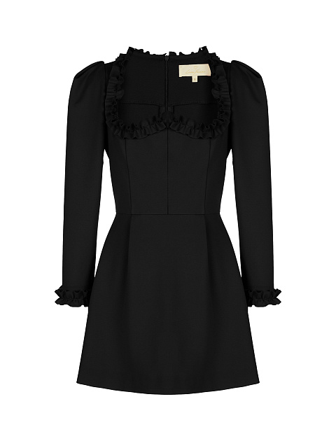 Черное платье-мини с рюшами, 1