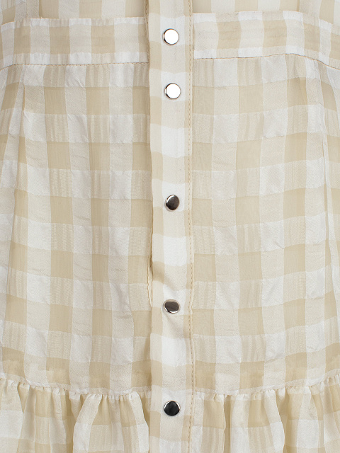 Бежевое шифоновое платье-мини в клетку, 3