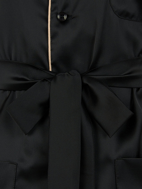 Черная шелковая пижама с бежевым кантом, 6