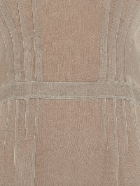 Бежевое платье из органзы с мехом лисы, 4