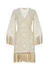 Бежевое кружевное платье-мини с бахромой Бежевое кружевное платье-мини с бахромой