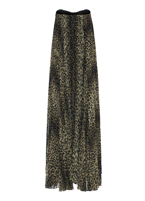 Леопардовое платье с открытыми плечами и вышивкой, 2