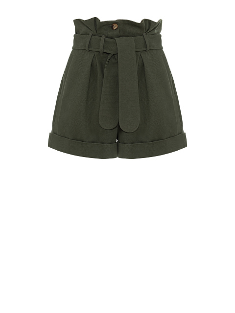 Шорты из денима цвета хаки с вышивкой, 1