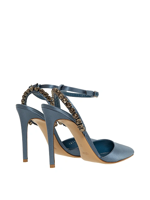 Графитовые туфли из сатина с острым мысом и стразами, 3