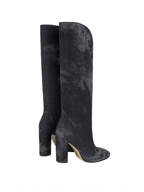 Серые сапоги из денима на высоком каблуке, 3