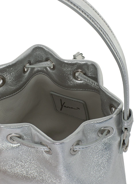 Серебряная сумка-мешок из кожи, 5
