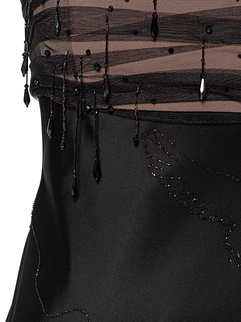 Черное платье-макси из шелка с бисером, 4 Черное платье-макси из шелка с бисером, 4