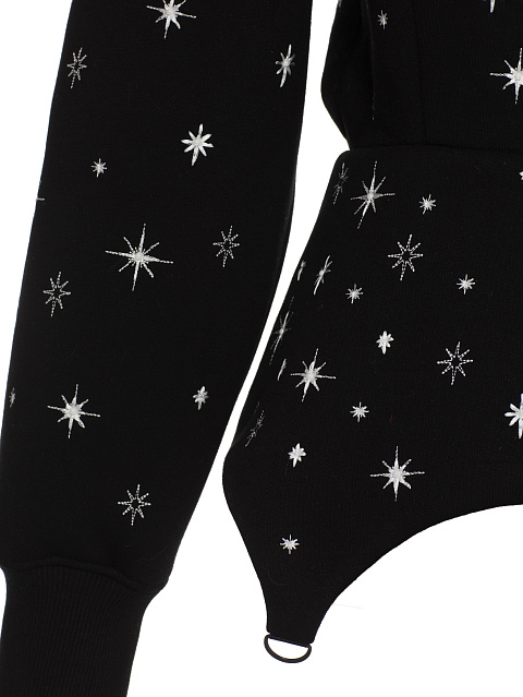 Черный свитшот из футера с вышивкой в виде снежинок, 3