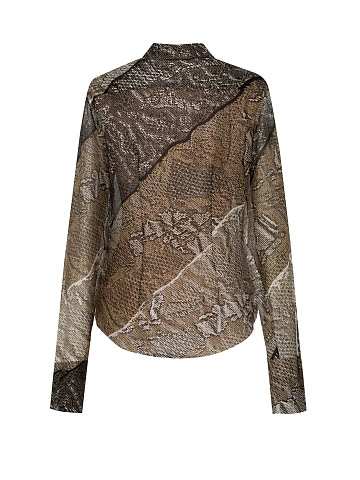 Коричневая блузка из шифона с анималистичным принтом, 2