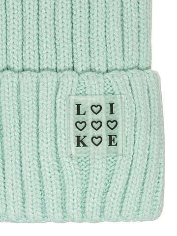 Мятная вязаная шапка с нашивкой Like, 2