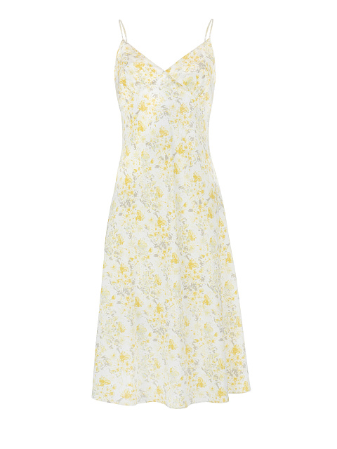 Желтое платье-комбинация с цветочным принтом, 1