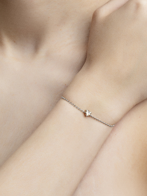 Браслет из серебра с фианитом в форме сердца, 2