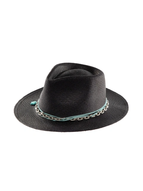 Черная соломенная шляпа с цепью и бирюзой, 1