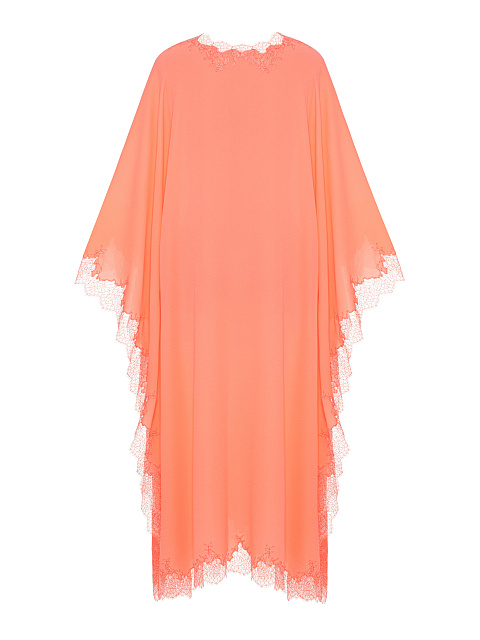 Оранжевая туника из шифона с кружевом, 2